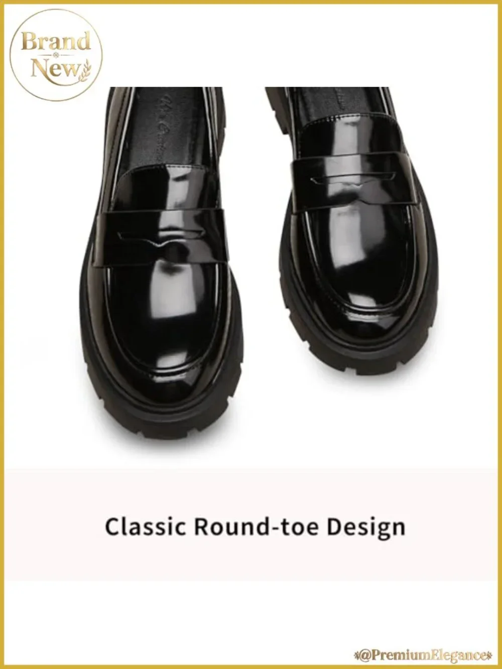 Chunky Platform Penny Loafers Patent PU Slip-On Work Office Shoes